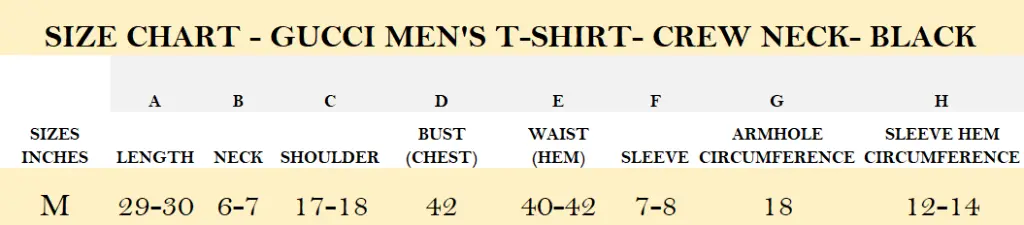 SIZE CHART - GUCCI MEN'S T-SHIRT- CREW NECK- BLACK.webp