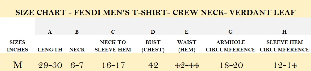 SIZE CHART - FENDI MEN'S T-SHIRT- CREW NECK- VERDANT LEAF.webp