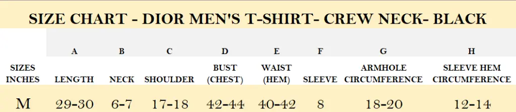 SIZE CHART - DIOR MEN'S T-SHIRT- CREW NECK- BLACK.webp