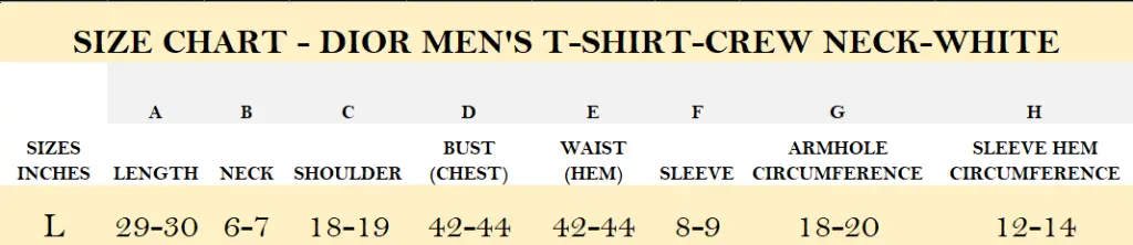 SIZE CHART - DIOR MEN'S T-SHIRT-CREW NECK-WHITE .webp